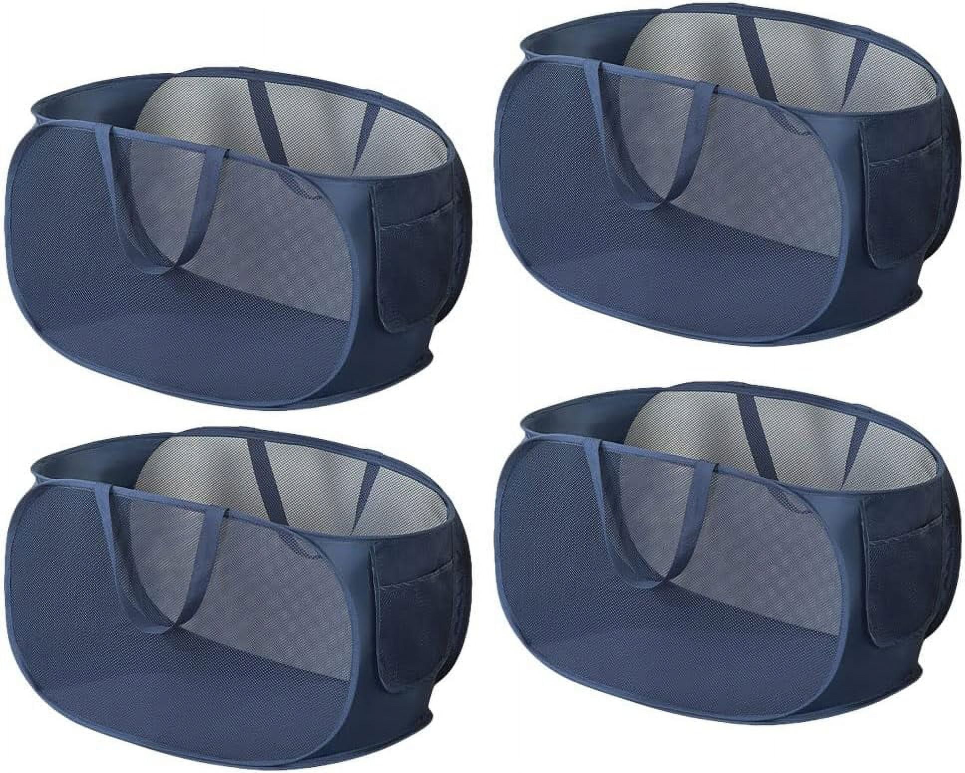 4 Pcs Foldable Mesh Pop-Up Laundry Hamper with Durable Handles, Portable Clothes Basket for Laundry, Home Organization, Breathable Dirty Clothes Storage Bin