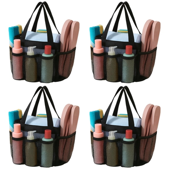 4 Pcs of Mesh Shower Caddy Bag, Portable Large Mesh Shower Caddy with Side Pockets, Versatile Dual-Handle Design, Lightweight and Quick-Dry Shower Tote