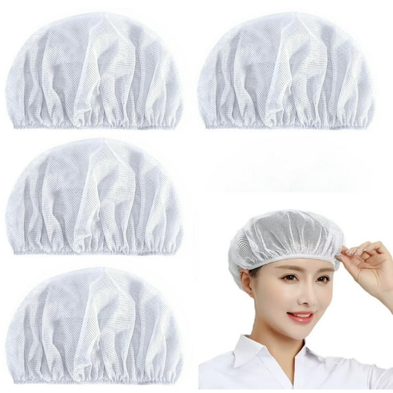 4 Pcs Mesh Sleep Bonnet for Sleeping Night Curly Hair Nets Sleep Caps for Women and Girls, White