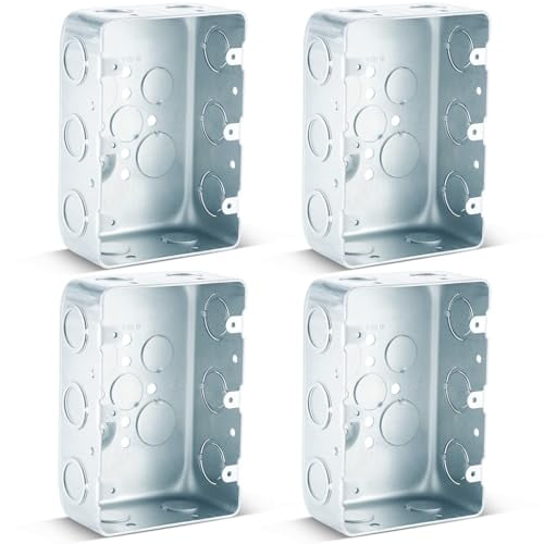 4 Pcs Metal Electrical Junction Box 2-1/8" Deep Three Gang Multi Device Box Square Silver Galvanized Steel Drawn Construction$$Tools & Hardware Other