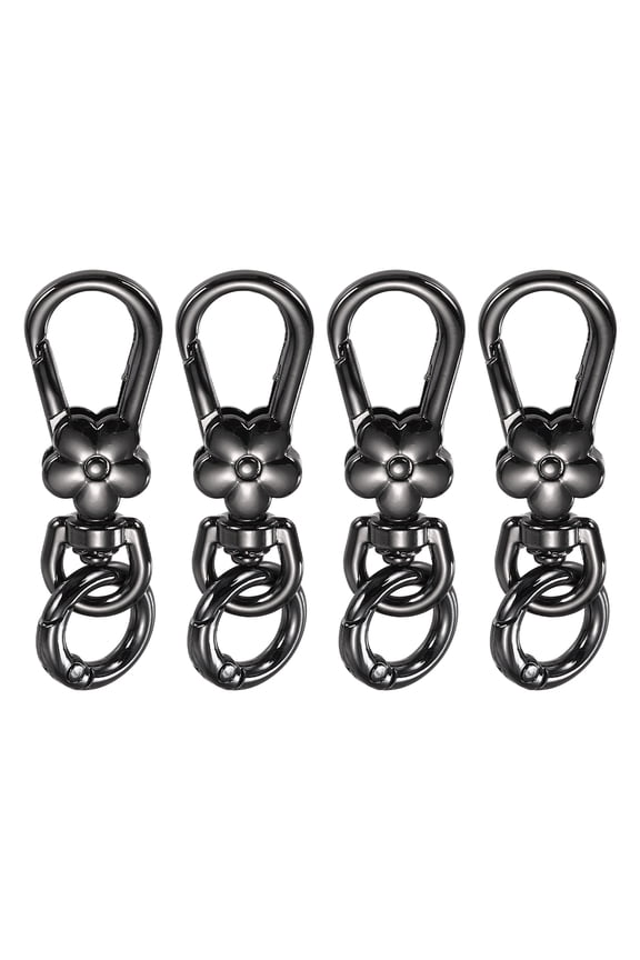 4 Pcs Metal Keychain Clip Swivel Lobster Claw Clasp Quick Release Key Ring Detachable Double Opening Snap Hooks for Jewelry Making Crafts Backpack Bag Lanyard, Gun Black