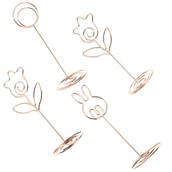 ifundom Aluminum Place Card Holders in Rose Gold for Party Tables 4Pcs