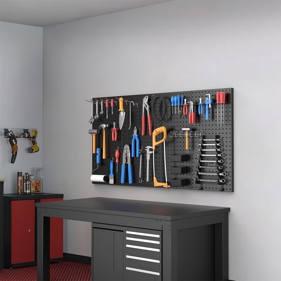 4 Pcs Metal Pegboard Wall Panels, Peg Boards for Garage Tool Storage