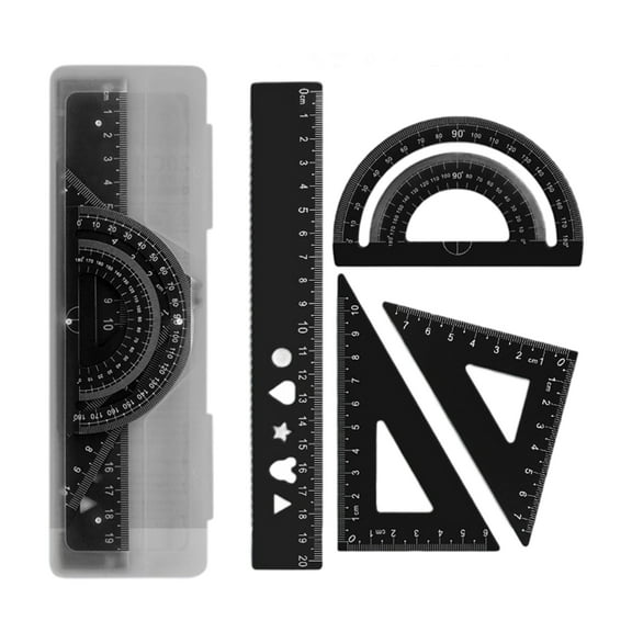 4 Pcs Metal Ruler Set Math Geometry Set Triangle Ruler Drawing Tool Drafting Supplies for Artists and Students