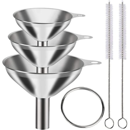 4 Pcs Metal Stainless Steel Funnel, Large Small Funnel Set of 3, Food Grade Mini Funnels for Kitchen Use Filling Bottles Liquor Flask Tiny Spice Cooking Powder Water