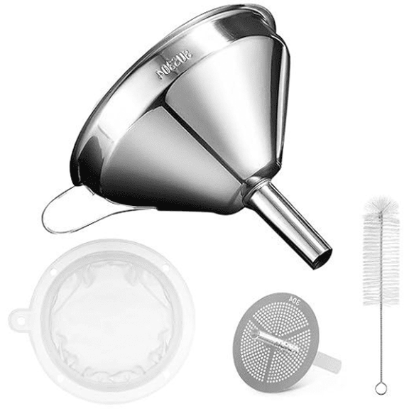 4 Pcs Metal Stainless Steel Funnel, Small Funnel Set with Mesh Filter Strainer, Food Grade Mini Funnels for Kitchen Use Filling Bottles Liquor Flask