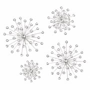 4 Pcs Metal Sunburst Wall Art, Starburst Wall Decor, Silver Metal Wall Pediments Set with Crystal Cast, Hanging Glitter Diamond Accents Home Decorative for Living Room Bedroom Office und Entryway