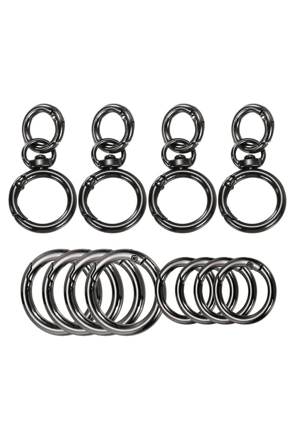 4 Pcs Metal Swivel Clasps Key Chain O Ring Keyrings Round Spring Snap Keychain Hook Clip for Chains Extender DIY Handicrafts Keys Lanyards Jewelry Findings, Gun Black