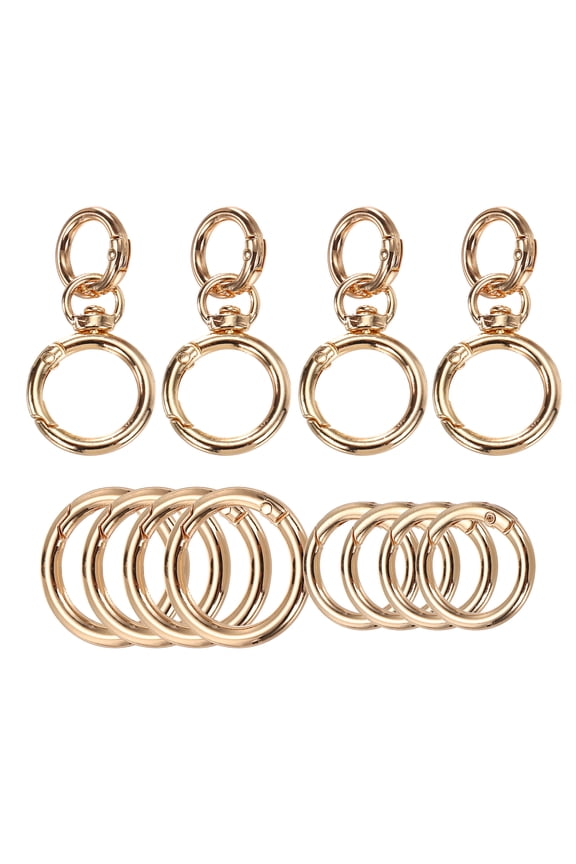 4 Pcs Metal Swivel Clasps Key Chain O Ring Keyrings Round Spring Snap Keychain Hook Clip for Chains Extender DIY Handicrafts Keys Lanyards Jewelry Findings, Gold Tone