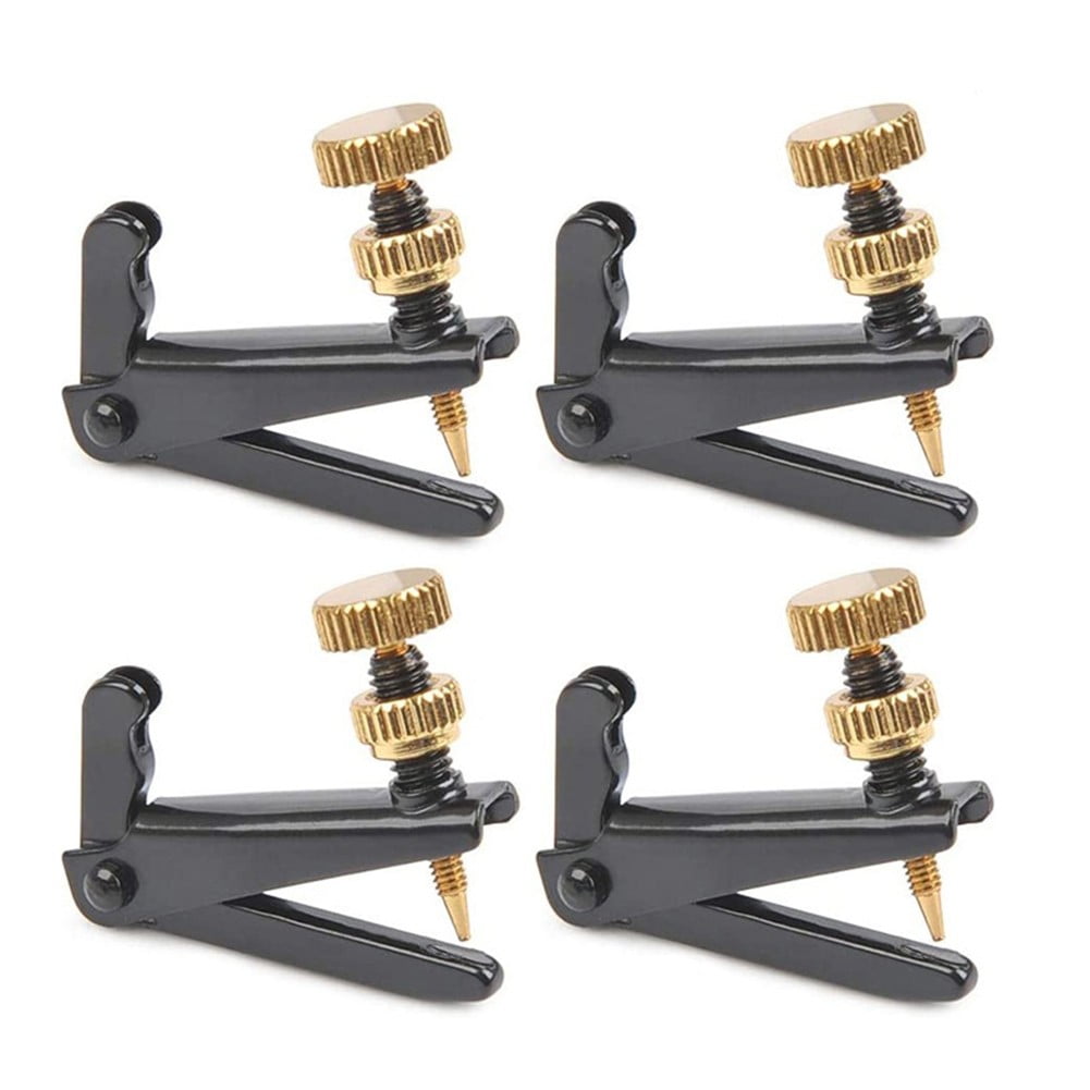 4 Pcs Metal Violin Fine Tuner String Adjuster Tuning Black for 4/4 3/4