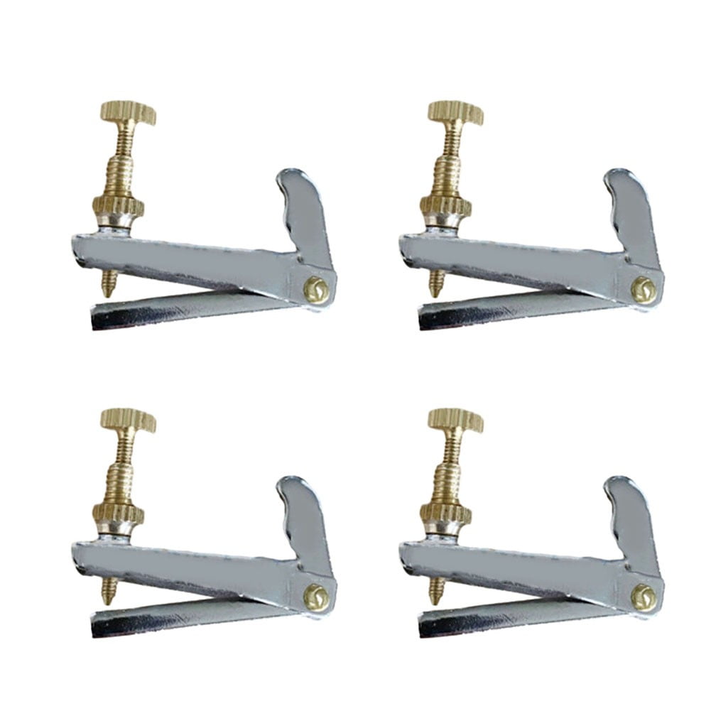 4 Pcs Metal Violin Fine Tuner String Adjuster Tuning Silver for 4/4 3/4