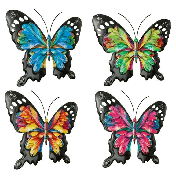 4 Pcs Metal Wall Art 3D Colorful Metal Outdoor Wall Decor Exquisite Outdoor Fence Decoration for Bedroom Living Room Garden Porch