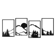 4 Pcs Metal Wall Décor,Morden Minimalist Wall Sculptures Hanging for Living Room Bedroom Hallway Dining Room,Black