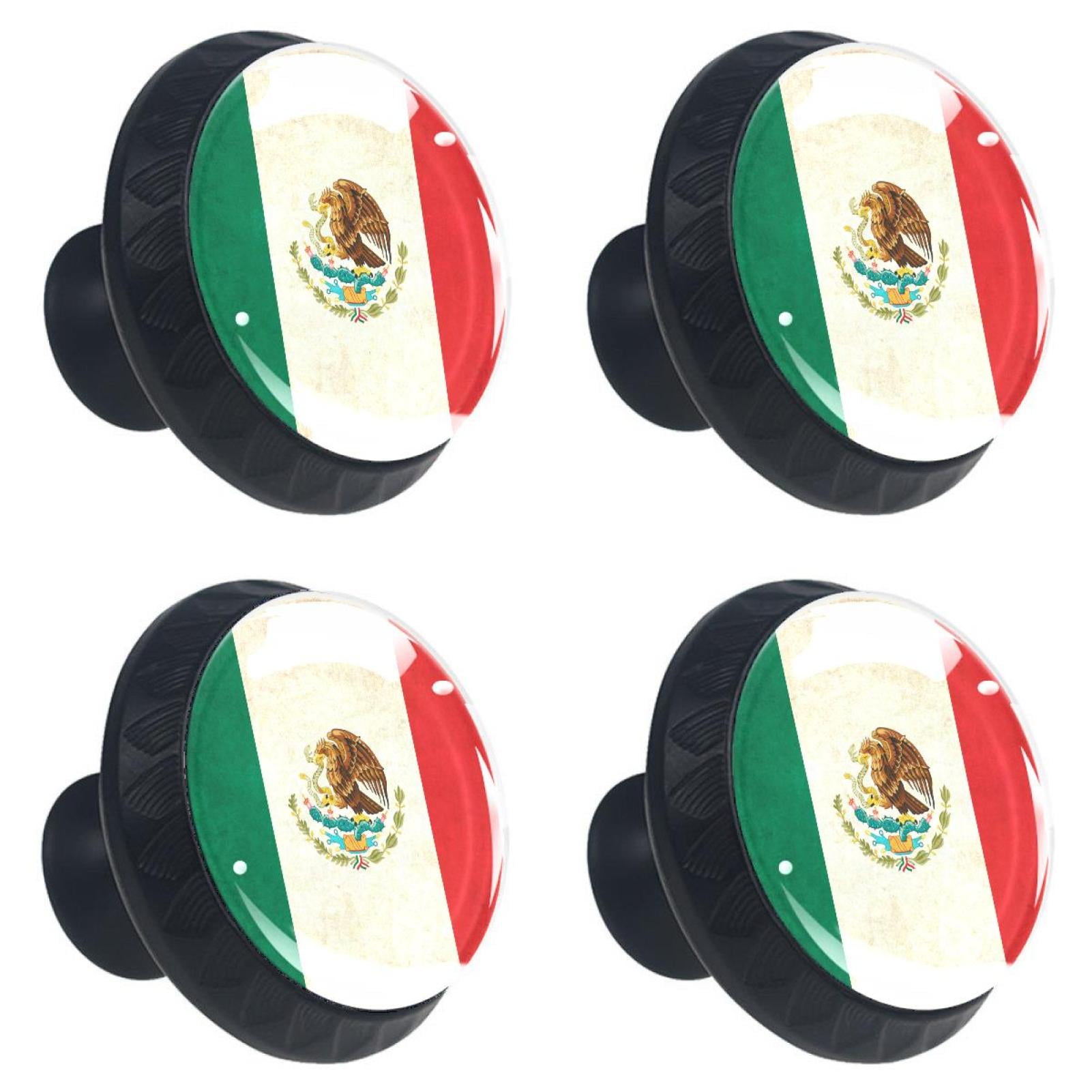 4 Pcs Mexican Flag Knobs for Kitchen Cabinet Cupboard Dresser Bookcase Drawer Pulls Handles Round Home Decor