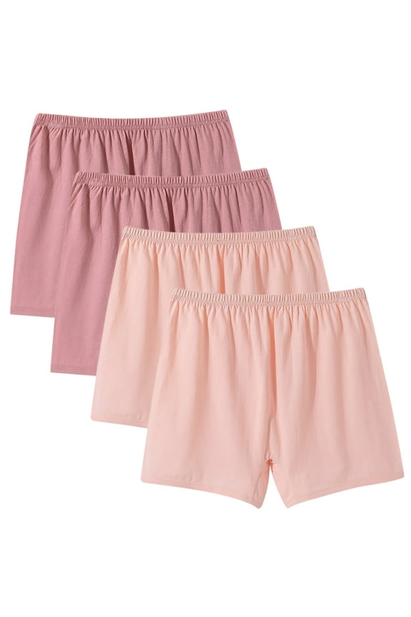 4 Pcs Middle-Aged Elder Plus Size Boxer Panties High Waist Comfy Underpants Cotton for Mom Grandma