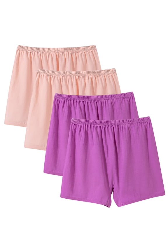 4 Pcs Middle-Aged Elder Plus Size Boxer Panties High Waist Comfy Underpants Cotton for Mom Grandma