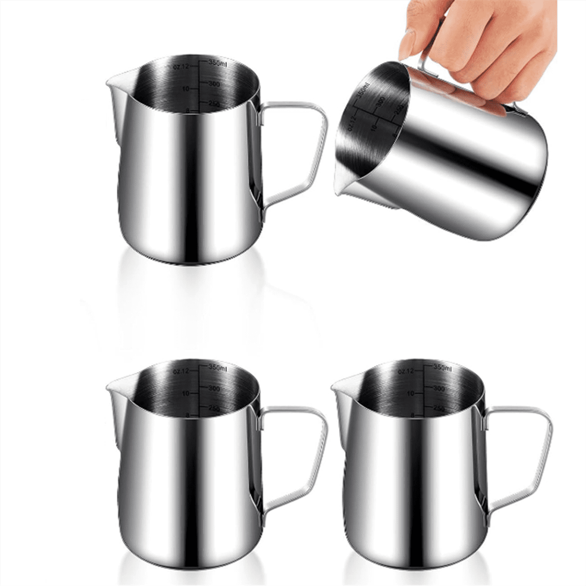 4 Pcs Milk Frothing Pitcher Espresso Steaming Pitchers 12 Oz Stainless