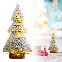 4 Pcs Mini Christmas Trees Sets, Christmas Village Trees, Bottle Brush Christmas Trees, Small Flocked Christmas Tree, Miniature Christmas Tree for Winter Holiday Decorations(No Light Strip)