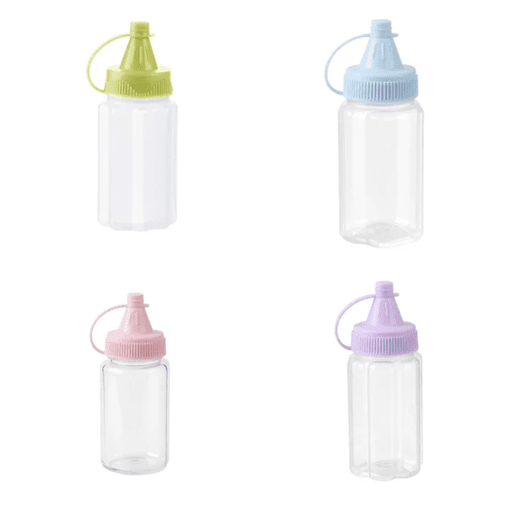 4Pcs Mini Ketchup Squeeze Bottles 1 OZ Condiment Bottle Mini Sauce Bottle Honey Mustard Salad Dressing Sauce Bento Box Container