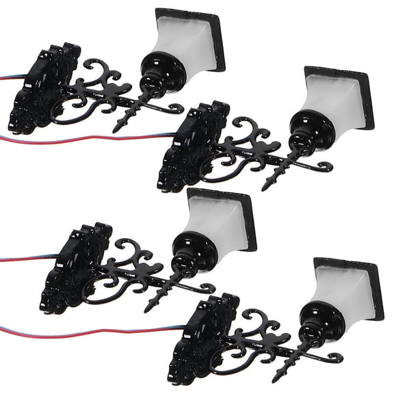 4 Pcs Mini DIY Wall Lights Toys Wireless Lamp Outdoor Sconce Black