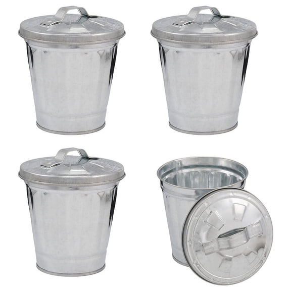 4 Pcs Mini Desktop Wastebasket Desktop Trash Can with Lid Mini Metal Trash Can for Home Office