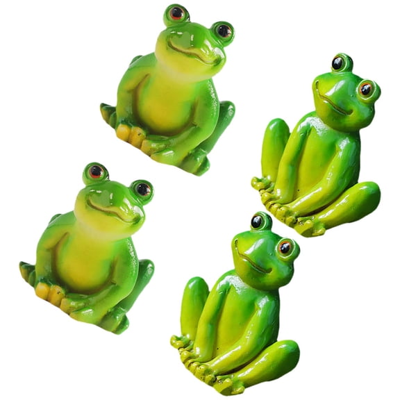 4 Pcs Mini Frogs Statue Figurine Figurines Outdoor Baby Child Green