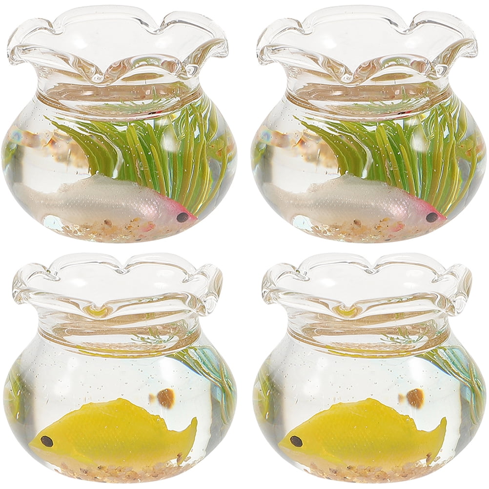 4 Pcs Mini Glass Koi Home Decor Fish Tank Kitchen Table Centerpieces