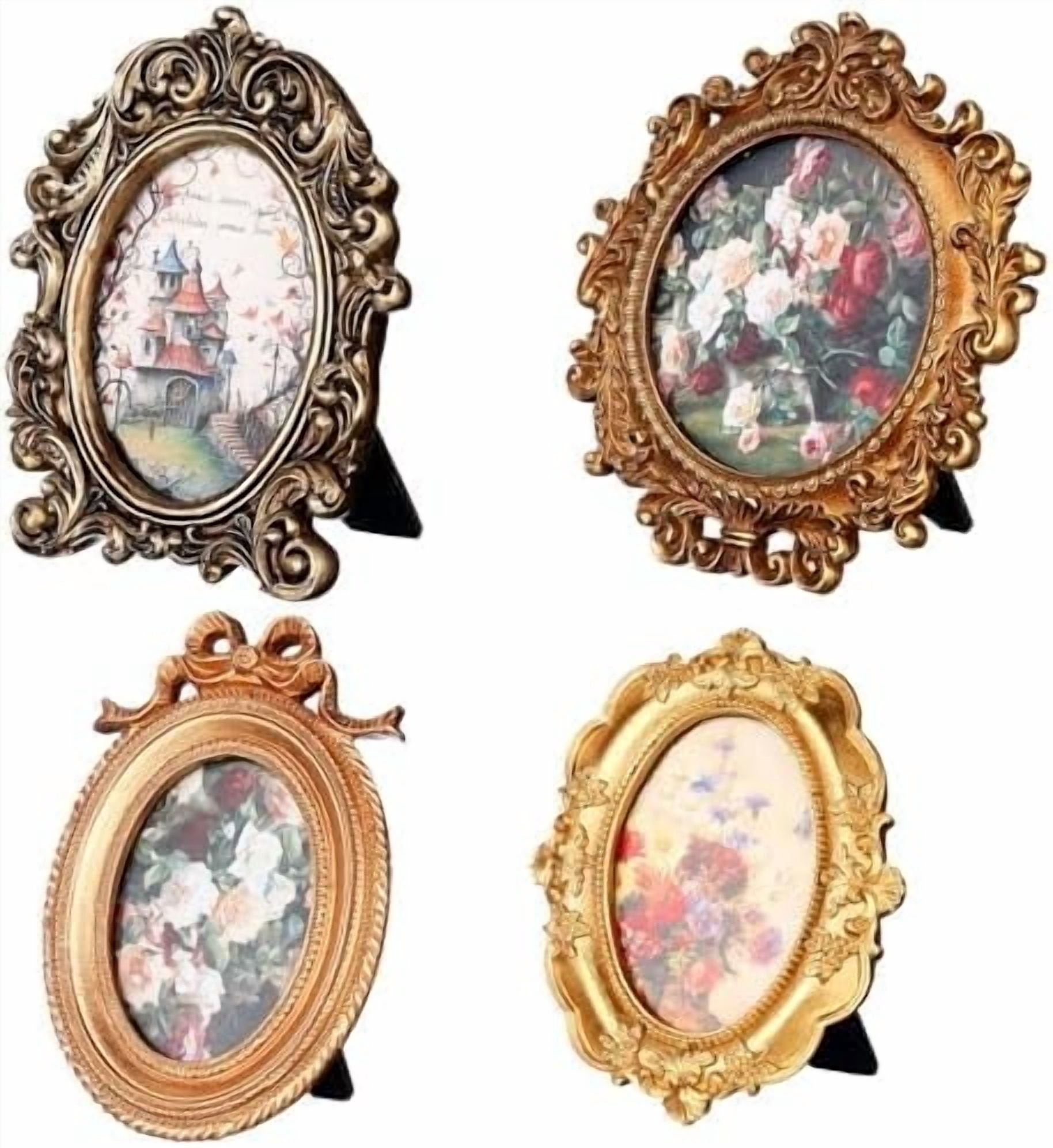 4 Pcs Mini Gold Vintage Frames Set, Small Antique Luxury Wall Picture ...