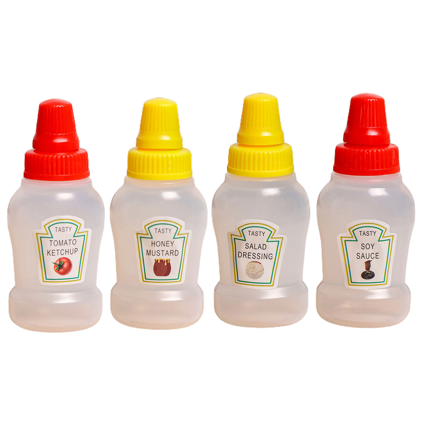 Lot De 8 Mini Bouteilles De Ketchup 25ml - Bouteilles Condiments Transparentes Avec Bouchon Anti-fuite, Parfaites Pour Bento Et Bureau