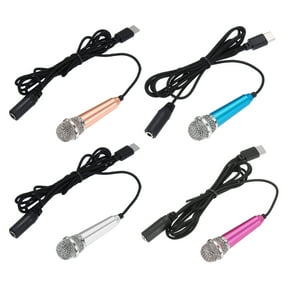 4 Pcs Mini Microphone, Mini Mic Tiny Microphone Phone Type C Mic Small Microphone for Record Phone Voice, Gold/Silver/Hot Pink/Blue