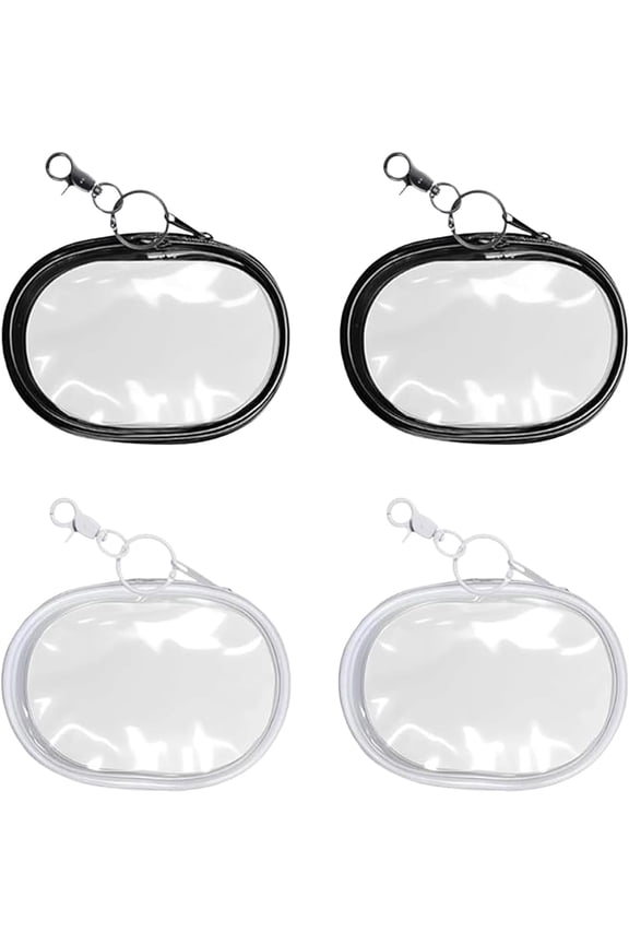 4 Pcs Mini Pouch, Keyring Pouch, Small Waterproof Transparent Display Zipper Bag with Keychain for Women Girls Lipstick Chapstick Data Cable Keys Blind Boxes Organizer