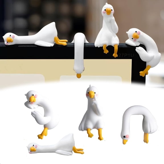 4 Pcs Mini Resin Goose Figurine, Funny Computer Decor, 3D Craft Sculpture, Tiny Cute Goose Statues for Office Desk, Car Dashboard, Indoor Festival Decor