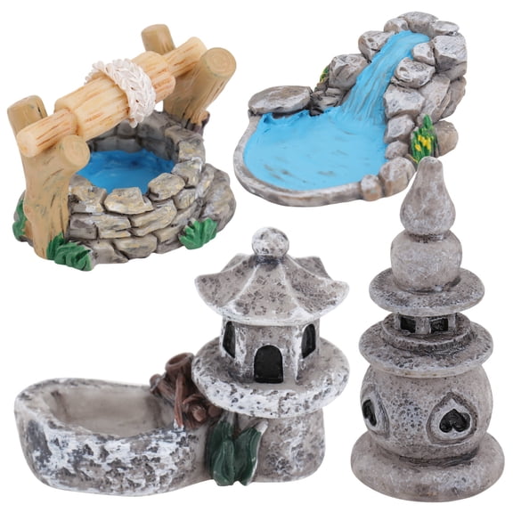 4 Pcs Mini Scene Decor Hot Solar Light Bonsai Figurines Child