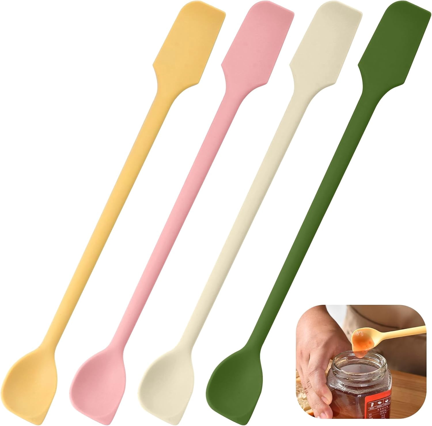 4 Pcs Mini Silicone Jar Spatulas, Dual End Small Silicone Spatula for ...