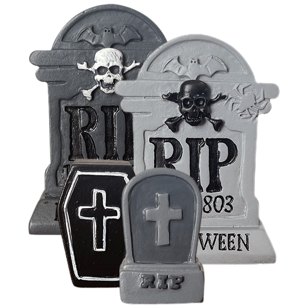 4 Pcs Mini Tombstone Ornament Halloween Party Decor Miniature Yard ...