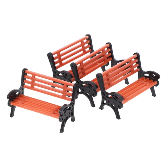 Set of 4 Miniature Dollhouse Park Benches, Small Garden Furniture Accessories for Realistic Mini Scene Decoration