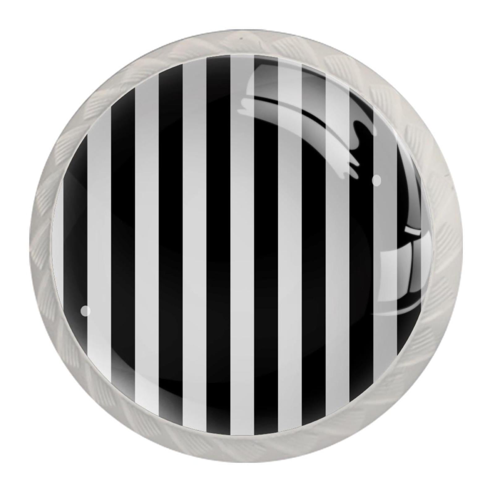 4 Pcs Modern Black White Stripes Knobs for Kitchen Cabinet Cupboard Dresser Bookcase Drawer Pulls Handles Round Home Decor