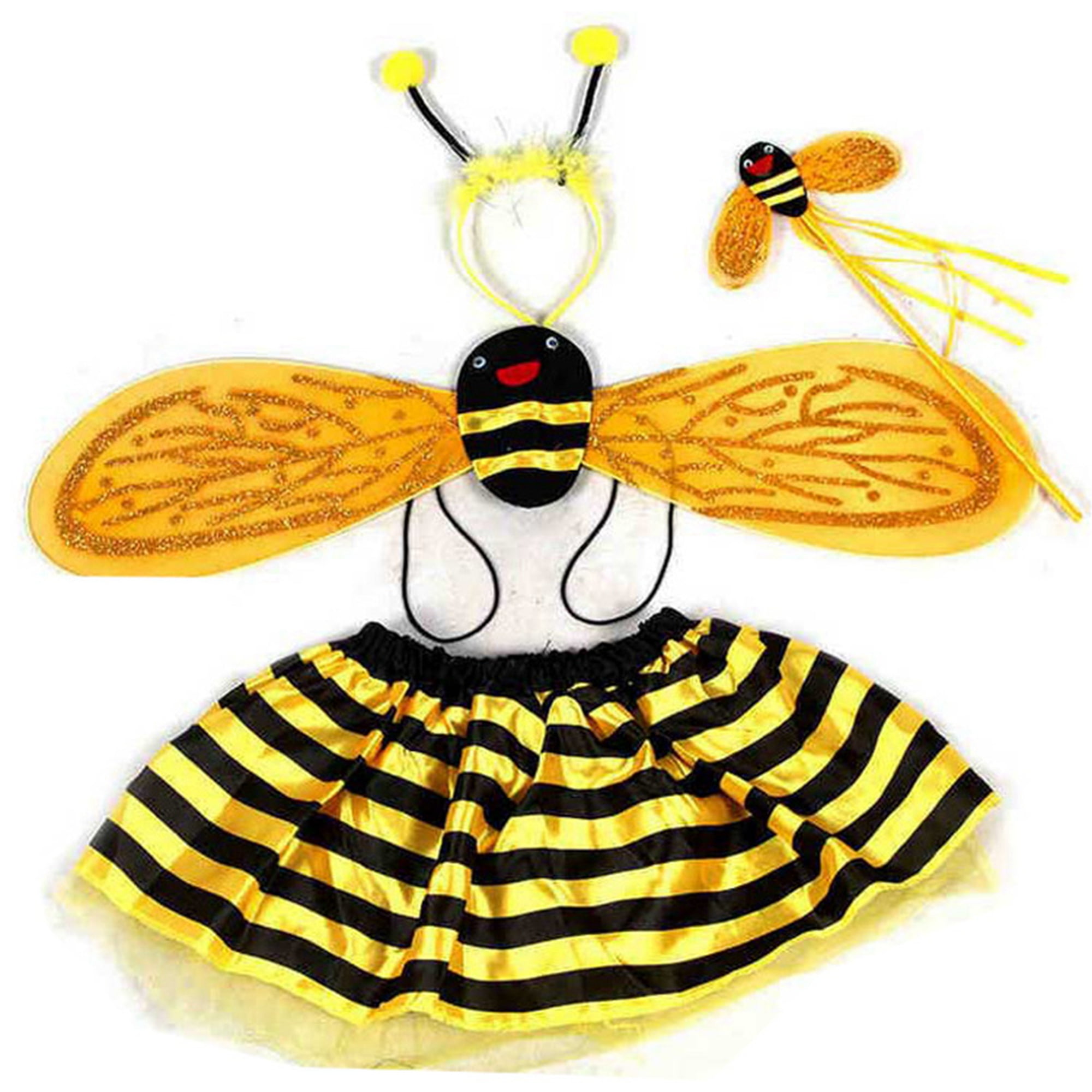 Black Yellow Striped Kids Leggings Bumble Bee Pattern Halloween
