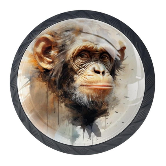 4 Pcs Monkey Knobs for Kitchen Cabinet Cupboard Dresser Bookcase Drawer Pulls Handles Round Home Decor