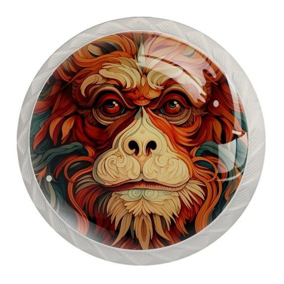 4 Pcs Monkey Knobs for Kitchen Cabinet Cupboard Dresser Bookcase Drawer Pulls Handles Round Home Decor