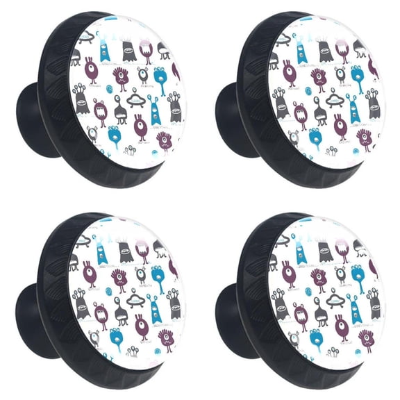 4 Pcs Monster Alien Knobs for Kitchen Cabinet Cupboard Dresser Bookcase Drawer Pulls Handles Round Home Decor