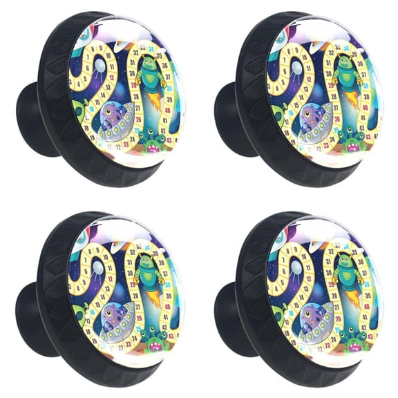 4 Pcs Monster Rocket Alien Knobs for Kitchen Cabinet Cupboard Dresser Bookcase Drawer Pulls Handles Round Home Decor