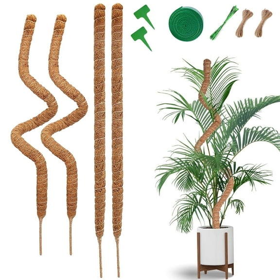 4 Pcs Moss Pole, AYAMAYA 28 inch Bendable Monstera Plant Support for Climbing Plants Indoor DIY, Stakes for Potted Climbers for Houseplants