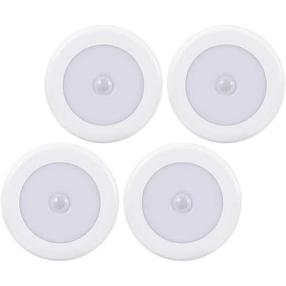 Motion Activated LED Night Lights, 4 Pcs Cool White Battery Powered Sensor Lamps for Closet Hallway Bedroom Staircase(Q)