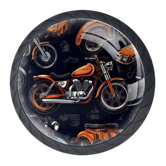 4 Pcs Motorcycle Knobs for Kitchen Cabinet Cupboard Dresser Bookcase Drawer Pulls Handles Round Home Decor
