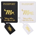 thumbnail image 1 of 4 Pcs Mr and Mrs Passport Cover Holder And Luggage Tags Black White Couples Passport Holder Set Faux Leather Honeymoon Travel Suitcase Tag his her Passport Holder for Bridal Shower Gift DIY, 1 of 6