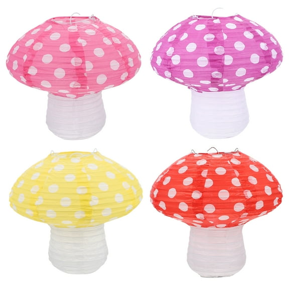 SKISUNO Hanging Mushroom Shaped Paper Lantern Red 4Pcs 7.9x7.9x7.3in