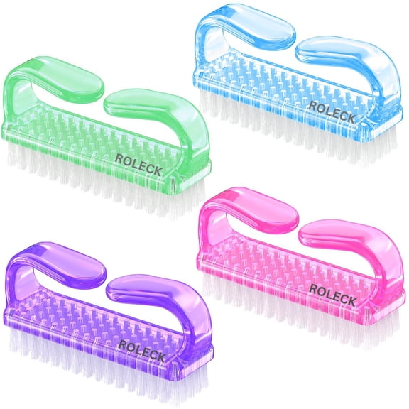 4 Pcs Nail Brush Set - Easy-to-use Fingernail Brushes with Plastic Handles for Daily Cleaning