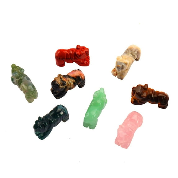 4 Pcs Natural Carved Healing Gemstones Tiger Figurines Tiger Crystal Sculpture Statue for Home Decor Meditation Yoga Gifts (Random Color)