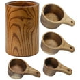 thumbnail image 1 of 4 Pcs of Natural Wooden Measuring Cups Set, Kitchen Set with Handles, Ergonomic Design, Accurate Measurements for Liquids, Solids, and Powders, Includes Storage Bucket, 1 of 5